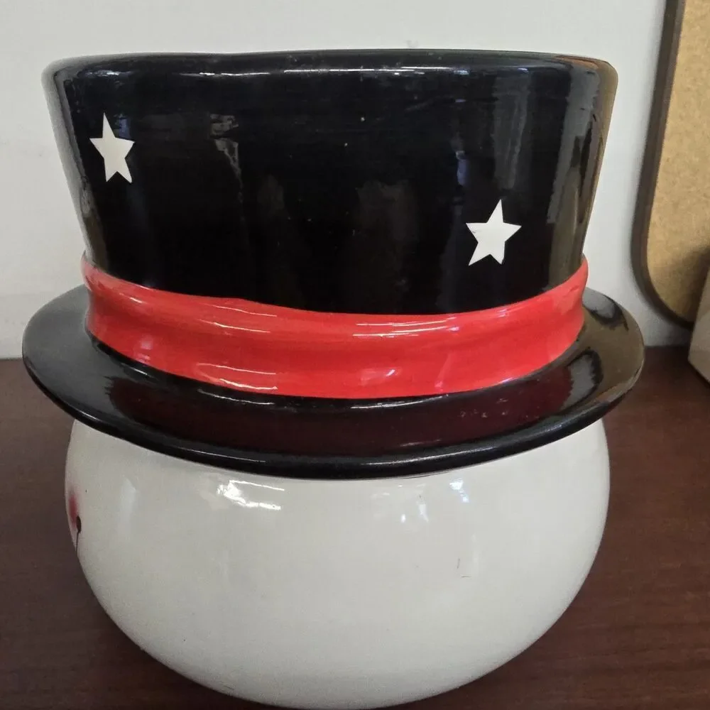 Holiday Snowman Vase Vintage 2009 Edible Arrangements Planter Pot